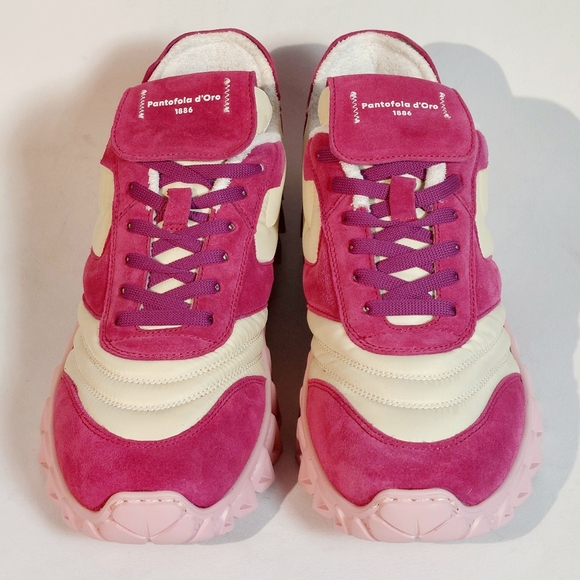 Pantofola D'oro pink & white leather & nylon chunky sneakers, EU41, NWT - Picture 4 of 16